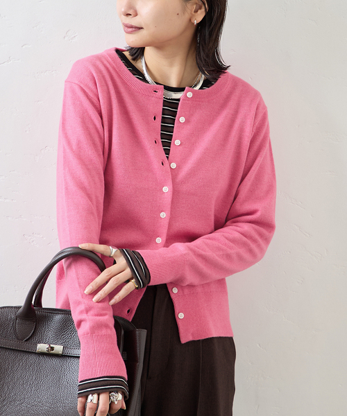 JOURNAL STANDARD（ジャーナルスタンダード）の「コンパクトニットカーディガン（カーディガン/ボレロ・レディース・ピンク/ブラウン/チャコールグレー・FREE）」の3枚目の写真