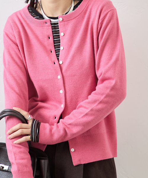 JOURNAL STANDARD（ジャーナルスタンダード）の「コンパクトニットカーディガン（カーディガン/ボレロ・レディース・ピンク/ブラウン/チャコールグレー・FREE）」の5枚目の写真