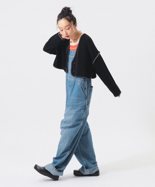 BEAMS BOY（ビームスボーイ）の「ショート ミリタリー ライナー カーディガン（カーディガン/ボレロ・レディース・ブラック/オリーブ・1/2）」の3枚目の写真