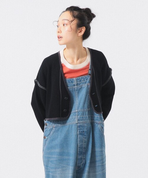 BEAMS BOY（ビームスボーイ）の「ショート ミリタリー ライナー カーディガン（カーディガン/ボレロ・レディース・ブラック/オリーブ・1/2）」の6枚目の写真