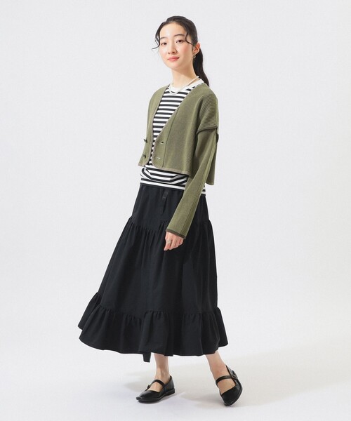 BEAMS BOY（ビームスボーイ）の「ショート ミリタリー ライナー カーディガン（カーディガン/ボレロ・レディース・ブラック/オリーブ・1/2）」の7枚目の写真