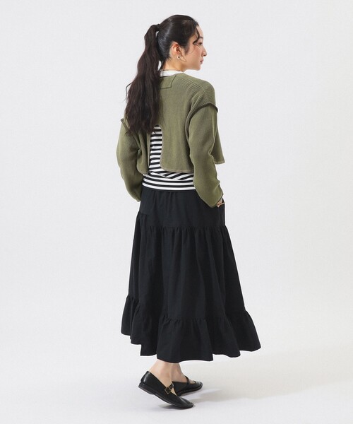 BEAMS BOY（ビームスボーイ）の「ショート ミリタリー ライナー カーディガン（カーディガン/ボレロ・レディース・ブラック/オリーブ・1/2）」の8枚目の写真