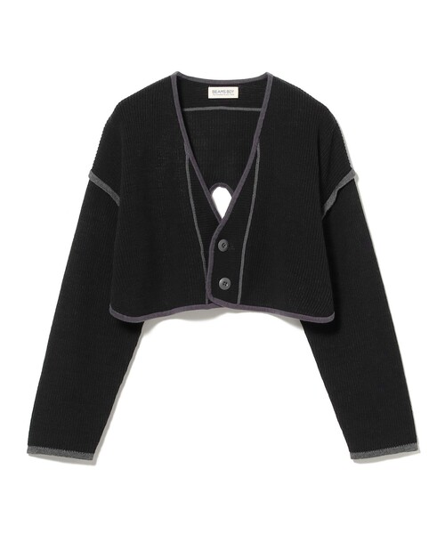BEAMS BOY（ビームスボーイ）の「ショート ミリタリー ライナー カーディガン（カーディガン/ボレロ・レディース・ブラック/オリーブ・1/2）」の11枚目の写真