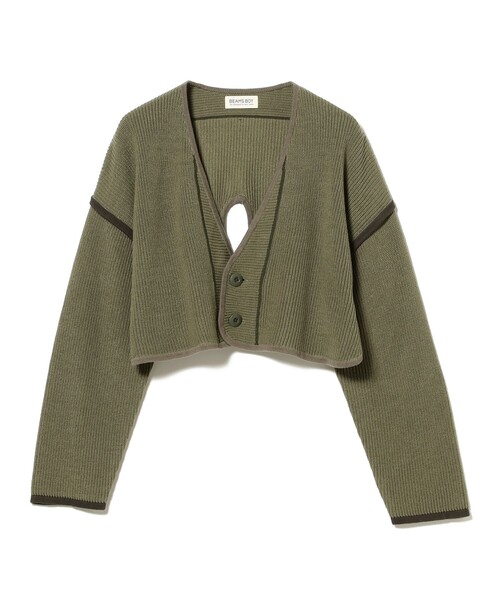 BEAMS BOY（ビームスボーイ）の「ショート ミリタリー ライナー カーディガン（カーディガン/ボレロ・レディース・ブラック/オリーブ・1/2）」の14枚目の写真