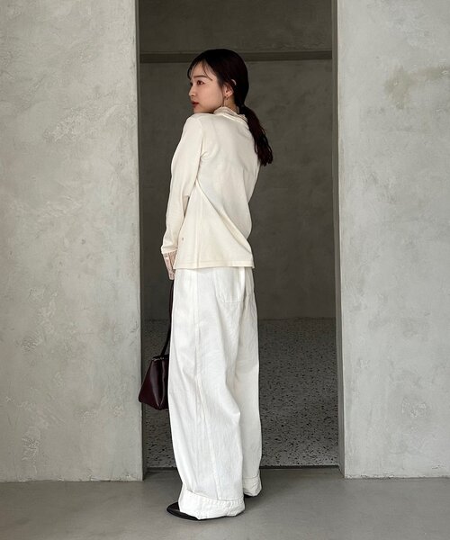 mystic(ミスティック)の「【@___s_m17企画】ストライプ付け襟配色ニット(Tシャツ/カットソー・レディース・アイボリー/ブラウン・FREE)」の11枚目の写真