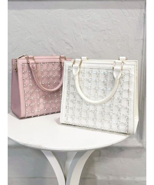 RESEXXY（リゼクシー）の「シャイニースクエアハンドバッグ（ハンドバッグ・レディース・ホワイト/ピンク・FREE）」の8枚目の写真