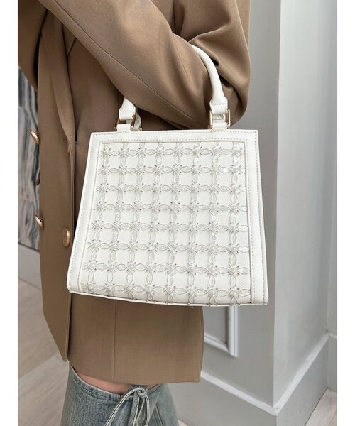 RESEXXY（リゼクシー）の「シャイニースクエアハンドバッグ（ハンドバッグ・レディース・ホワイト/ピンク・FREE）」の11枚目の写真
