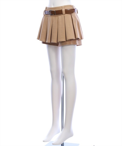 clear（クリア）の「ベルト付きプリーツミニスカート［韓国ファッション カジュアル ガーリー］≪新色追加≫（スカート・レディース・ブラック/チャコールグレー/ベージュ/ライトベージュ・S/M）」の11枚目の写真