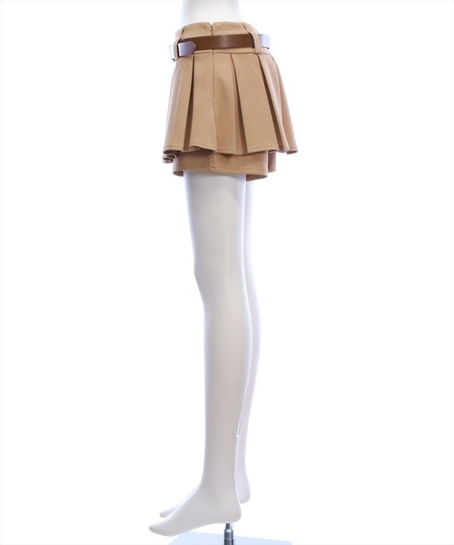 clear（クリア）の「ベルト付きプリーツミニスカート［韓国ファッション カジュアル ガーリー］≪新色追加≫（スカート・レディース・ブラック/チャコールグレー/ベージュ/ライトベージュ・S/M）」の12枚目の写真