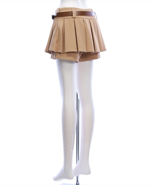 clear（クリア）の「ベルト付きプリーツミニスカート［韓国ファッション カジュアル ガーリー］≪新色追加≫（スカート・レディース・ブラック/チャコールグレー/ベージュ/ライトベージュ・S/M）」の13枚目の写真