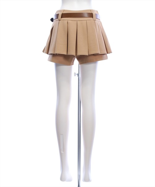 clear（クリア）の「ベルト付きプリーツミニスカート［韓国ファッション カジュアル ガーリー］≪新色追加≫（スカート・レディース・ブラック/チャコールグレー/ベージュ/ライトベージュ・S/M）」の14枚目の写真