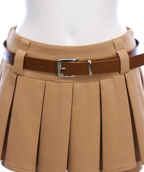 clear（クリア）の「ベルト付きプリーツミニスカート［韓国ファッション カジュアル ガーリー］≪新色追加≫（スカート・レディース・ブラック/チャコールグレー/ベージュ/ライトベージュ・S/M）」の16枚目の写真
