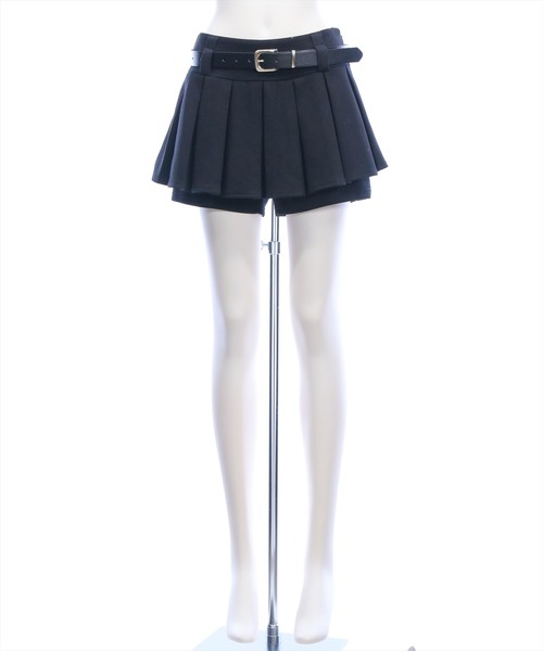 clear（クリア）の「ベルト付きプリーツミニスカートパンツ［韓国ファッション カジュアル ガーリー］≪新色追加≫（スカート・レディース・ブラック/チャコールグレー/ベージュ/ライトベージュ/ライトグレー・S/M）」の21枚目の写真