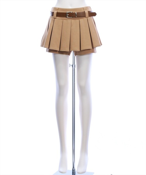 clear（クリア）の「ベルト付きプリーツミニスカート［韓国ファッション カジュアル ガーリー］≪新色追加≫（スカート・レディース・ブラック/チャコールグレー/ベージュ/ライトベージュ・S/M）」の22枚目の写真