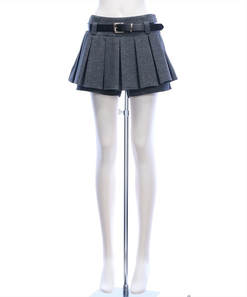 clear（クリア）の「ベルト付きプリーツミニスカートパンツ［韓国ファッション カジュアル ガーリー］≪新色追加≫（スカート・レディース・ブラック/チャコールグレー/ベージュ/ライトベージュ/ライトグレー・S/M）」の22枚目の写真