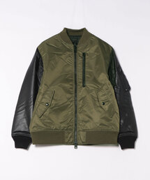 MMMM（エムエムエムエム）の「【MMMM】ラムレザー袖切替MA-1ブルゾン（MA-1）」