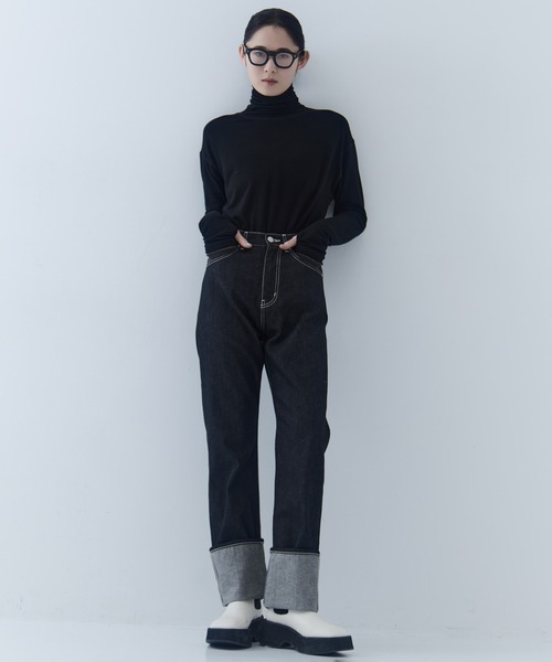 beautiful people（ビューティフルピープル）の「【beautiful people/ビューティフルピープル】selvedge denim woman fits/セルヴィッジデニムウォマンフィッツ（デニムパンツ・レディース・ブラック/ダークインディゴブルー・34/36）」の3枚目の写真