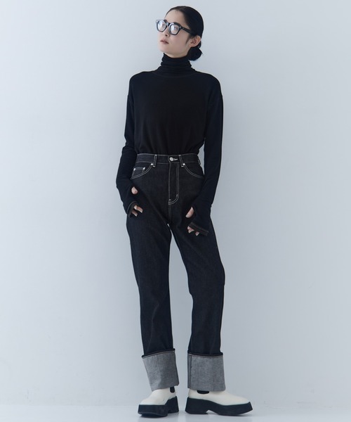 beautiful people（ビューティフルピープル）の「【beautiful people/ビューティフルピープル】selvedge denim woman fits/セルヴィッジデニムウォマンフィッツ（デニムパンツ・レディース・ブラック/ダークインディゴブルー・34/36）」の4枚目の写真