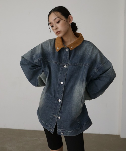 hellam(へラム)の「コーデュロイカラーデニムジャケット(デニムジャケット・レディース・グレー/ブルー/インディゴブルー・FREE)」の6枚目の写真