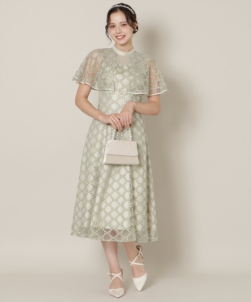 WILLSELECTION（ウィルセレクション）の「パイピングケープフレアワンピース（ドレス・レディース・ピンク/サックスブルー/ミント・FREE）」の2枚目の写真