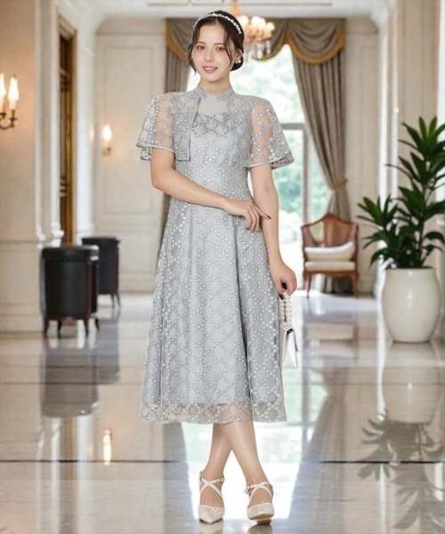 WILLSELECTION（ウィルセレクション）の「パイピングケープフレアワンピース（ドレス・レディース・ピンク/サックスブルー/ミント・FREE）」の18枚目の写真