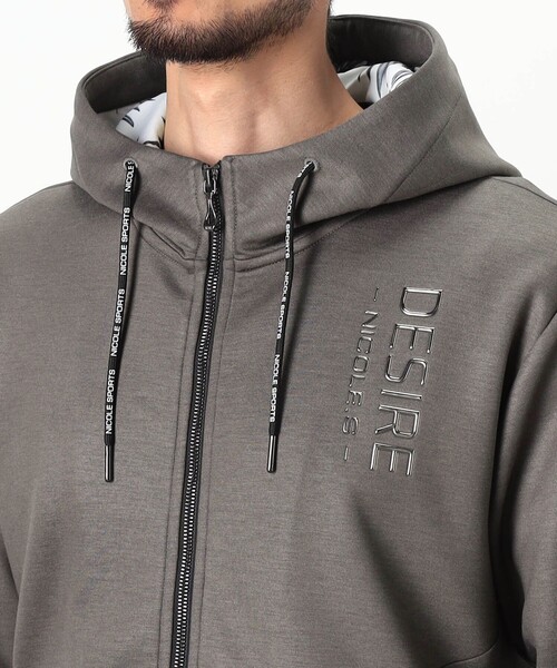 NICOLE CLUB FOR MEN（ニコルクラブフォーメン）の「【NICOLE SPORTS】ダンボールニットジップパーカー（パーカー・メンズ・チャコールグレー/ブラック/カーキ・L/M/XL）」の9枚目の写真