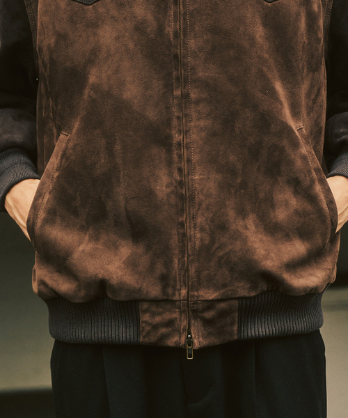 417 EDIFICE（フォーワンセブンエディフィス）の「ラムスエード ジップヨークジャケット（ライダースジャケット・メンズ・ブラウン・MEDIUM/LARGE）」の3枚目の写真