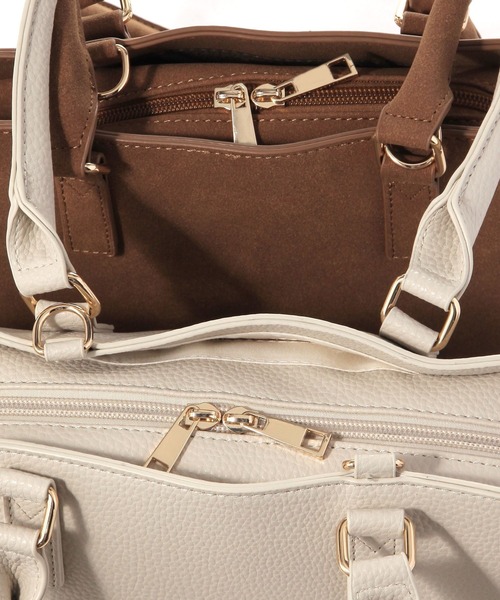 studio CLIP(スタディオクリップ)の「3ROOMボストンショルダーバッグ(トートバッグ・レディース・アイボリー/ブラック/キャメル・FREE)」の7枚目の写真