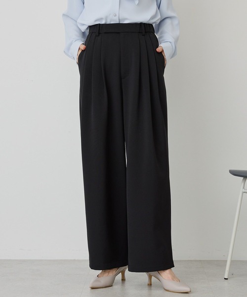 AMERICAN HOLIC(アメリカンホリック)の「【イージーケア】タックストレートパンツ(その他パンツ・レディース・ネイビー/ブラック・L/M)」の1枚目の写真