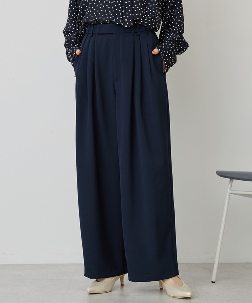 AMERICAN HOLIC(アメリカンホリック)の「【イージーケア】タックストレートパンツ(その他パンツ・レディース・ネイビー/ブラック・L/M)」の15枚目の写真