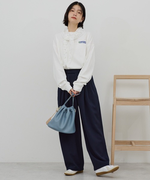 AMERICAN HOLIC(アメリカンホリック)の「【イージーケア】タックストレートパンツ(その他パンツ・レディース・ネイビー/ブラック・L/M)」の20枚目の写真