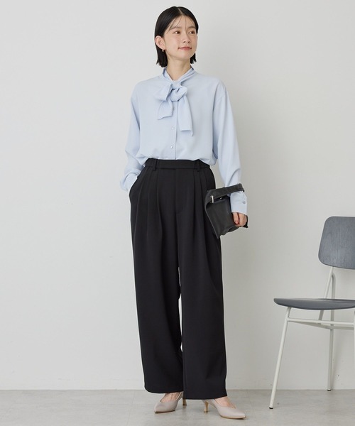 AMERICAN HOLIC(アメリカンホリック)の「【イージーケア】タックストレートパンツ(その他パンツ・レディース・ネイビー/ブラック・L/M)」の5枚目の写真