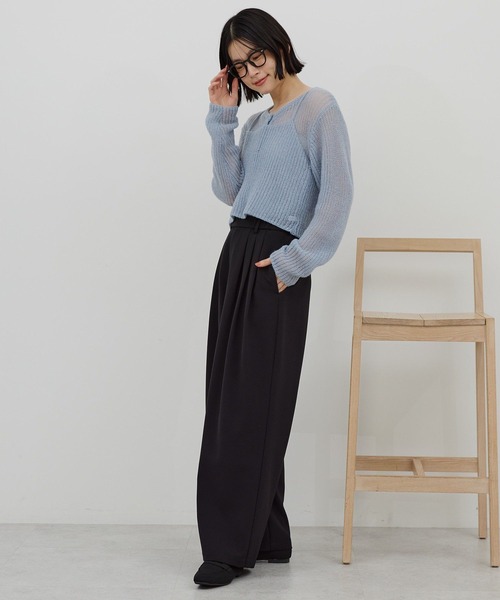 AMERICAN HOLIC(アメリカンホリック)の「【イージーケア】タックストレートパンツ(その他パンツ・レディース・ネイビー/ブラック・L/M)」の9枚目の写真