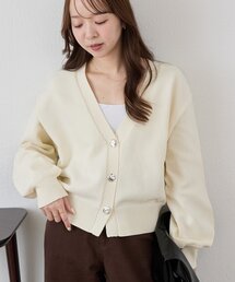 【WEB限定】スポンディッシュメタル釦Vカーディガン