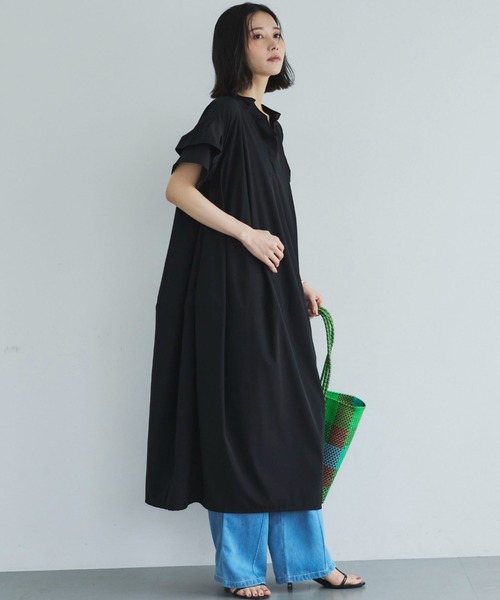 Doux archives(ドゥアルシーヴ)の「【接触冷感/UVカット/マシンウォシャブル】コクーンワンピース(ワンピース・レディース・ブラック/チャコールグレー/カーキ・FREE)」の6枚目の写真