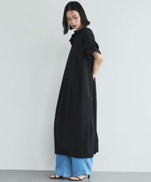 Doux archives(ドゥアルシーヴ)の「【接触冷感/UVカット/マシンウォシャブル】コクーンワンピース(ワンピース・レディース・ブラック/チャコールグレー/カーキ・FREE)」の9枚目の写真