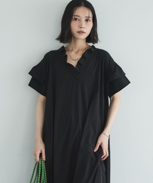 Doux archives(ドゥアルシーヴ)の「【接触冷感/UVカット/マシンウォシャブル】コクーンワンピース(ワンピース・レディース・ブラック/チャコールグレー/カーキ・FREE)」の13枚目の写真