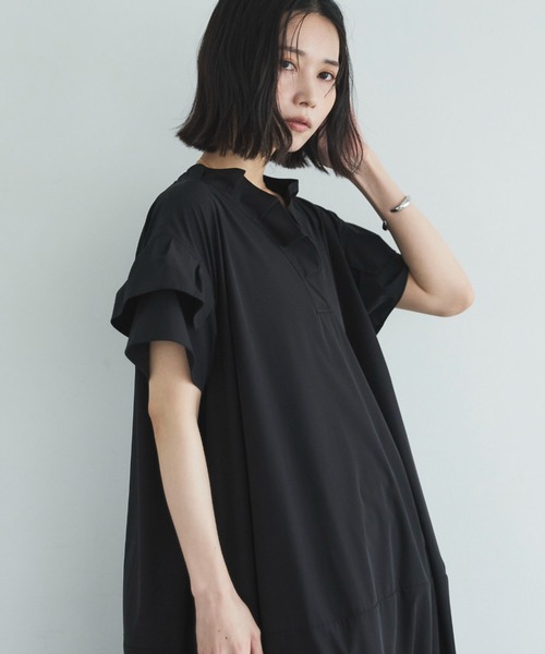Doux archives(ドゥアルシーヴ)の「【接触冷感/UVカット/マシンウォシャブル】コクーンワンピース(ワンピース・レディース・ブラック/チャコールグレー/カーキ・FREE)」の17枚目の写真