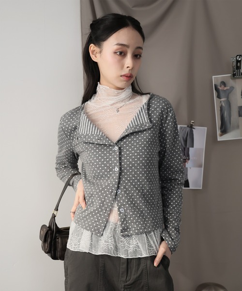 Ulysses(ユリシス)の「ミニドットカーディガン(カーディガン/ボレロ・レディース・グレー・S/M)」の4枚目の写真