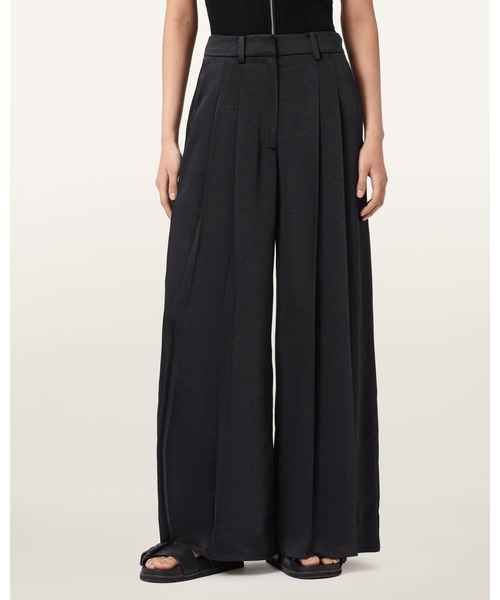 ALLSAINTS（オールセインツ）の「POPPY SATIN STRAIGHT LEG TROUSERS | POPPY サテン ストレート レッグ トラウザー（その他パンツ・レディース・ブラック・4/6/8）」の2枚目の写真