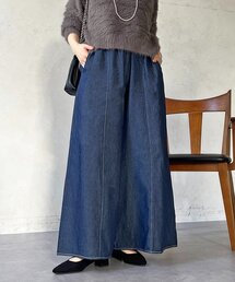 ギャザーイージーデニムワイドパンツ