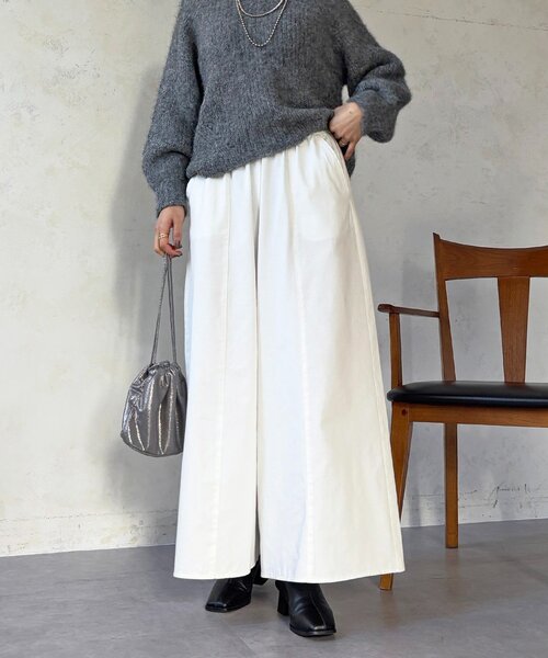 un dix cors（アンディコール）の「ギャザーイージーデニムワイドパンツ（その他パンツ・レディース・ブルー系その他/ブルー/オフホワイト・FREE）」の5枚目の写真