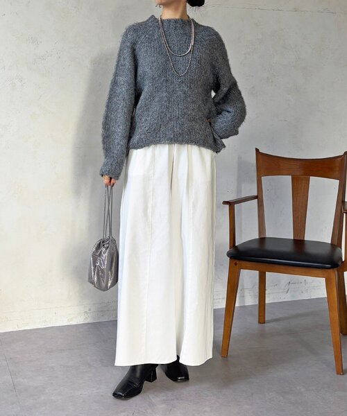 un dix cors（アンディコール）の「ギャザーイージーデニムワイドパンツ（その他パンツ・レディース・ブルー系その他/ブルー/オフホワイト・FREE）」の6枚目の写真