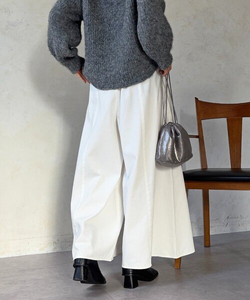 un dix cors（アンディコール）の「ギャザーイージーデニムワイドパンツ（その他パンツ・レディース・ブルー系その他/ブルー/オフホワイト・FREE）」の12枚目の写真