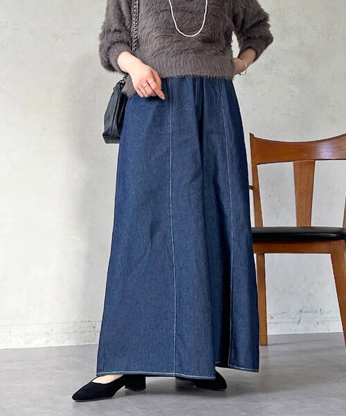 un dix cors（アンディコール）の「ギャザーイージーデニムワイドパンツ（その他パンツ・レディース・ブルー系その他/ブルー/オフホワイト・FREE）」の16枚目の写真