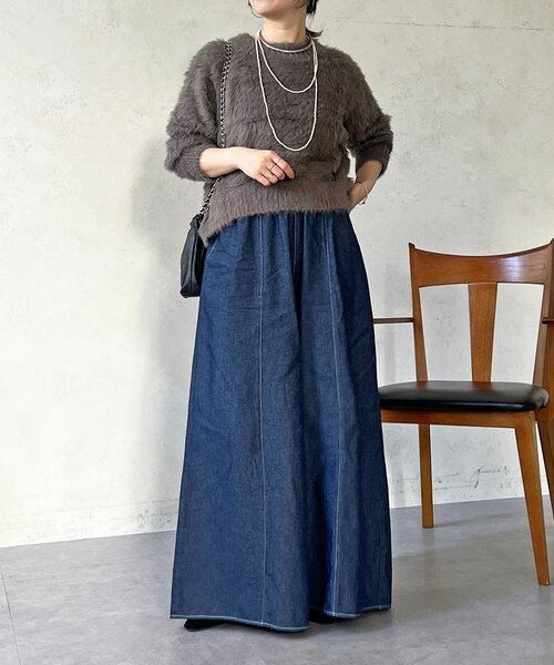 un dix cors（アンディコール）の「ギャザーイージーデニムワイドパンツ（その他パンツ・レディース・ブルー系その他/ブルー/オフホワイト・FREE）」の17枚目の写真