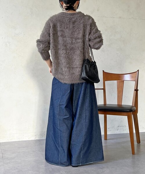 un dix cors（アンディコール）の「ギャザーイージーデニムワイドパンツ（その他パンツ・レディース・ブルー系その他/ブルー/オフホワイト・FREE）」の18枚目の写真