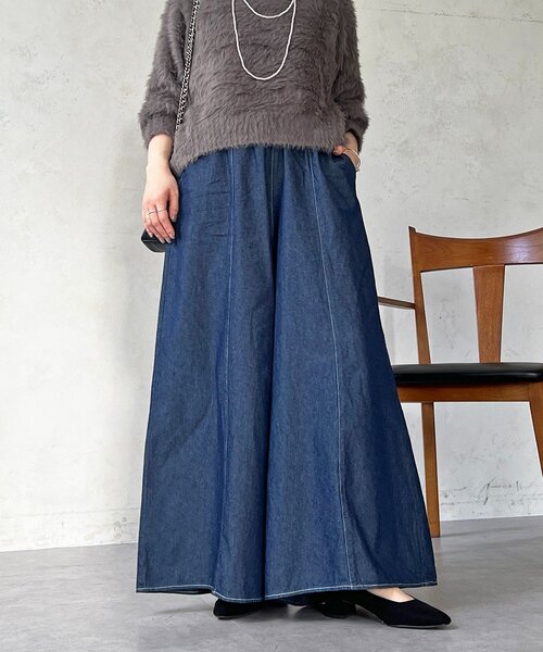 un dix cors（アンディコール）の「ギャザーイージーデニムワイドパンツ（その他パンツ・レディース・ブルー系その他/ブルー/オフホワイト・FREE）」の19枚目の写真
