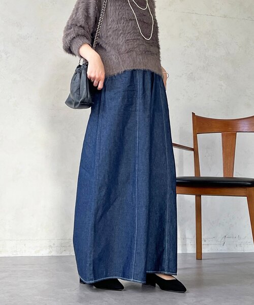 un dix cors（アンディコール）の「ギャザーイージーデニムワイドパンツ（その他パンツ・レディース・ブルー系その他/ブルー/オフホワイト・FREE）」の20枚目の写真