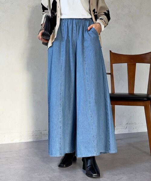 un dix cors（アンディコール）の「ギャザーイージーデニムワイドパンツ（その他パンツ・レディース・ブルー系その他/ブルー/オフホワイト・FREE）」の22枚目の写真